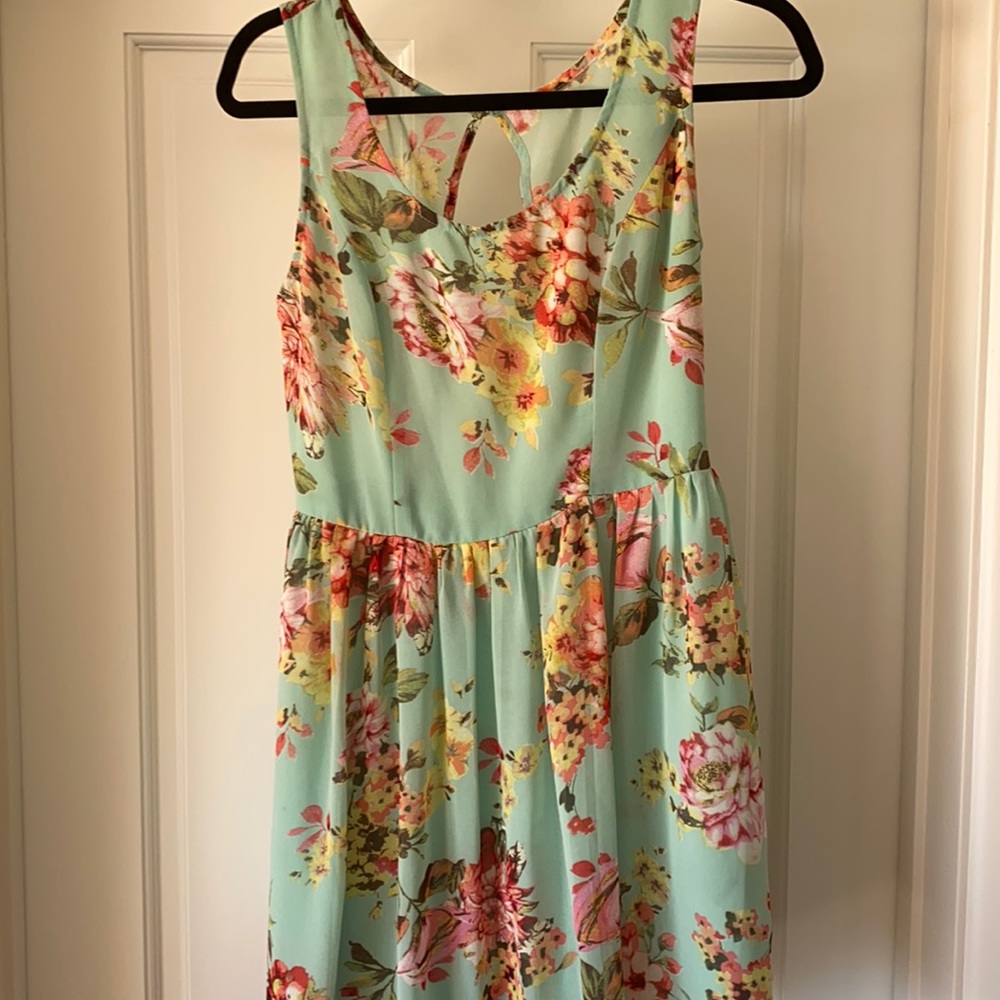 Teal floral dress